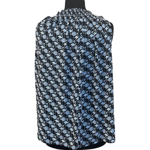 Women's LOFT Flamingo Print Sleeveless Stretch Blouse 100% Polyester Size XS - Picture 2 of 10